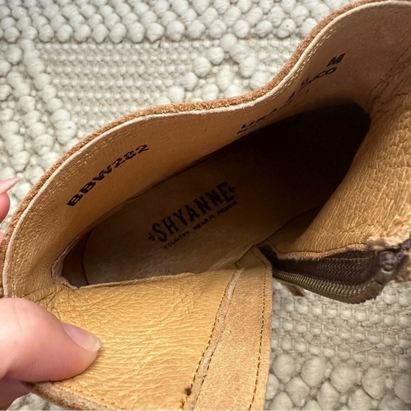 SHYANNE LEATHER RUSTIC TAN ANKLE COWGIRL BOOTS BOOTIES ROUND TOE - Picture 8 of 9